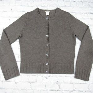 J Crew Brown Wool Knit Sweater Cardigan